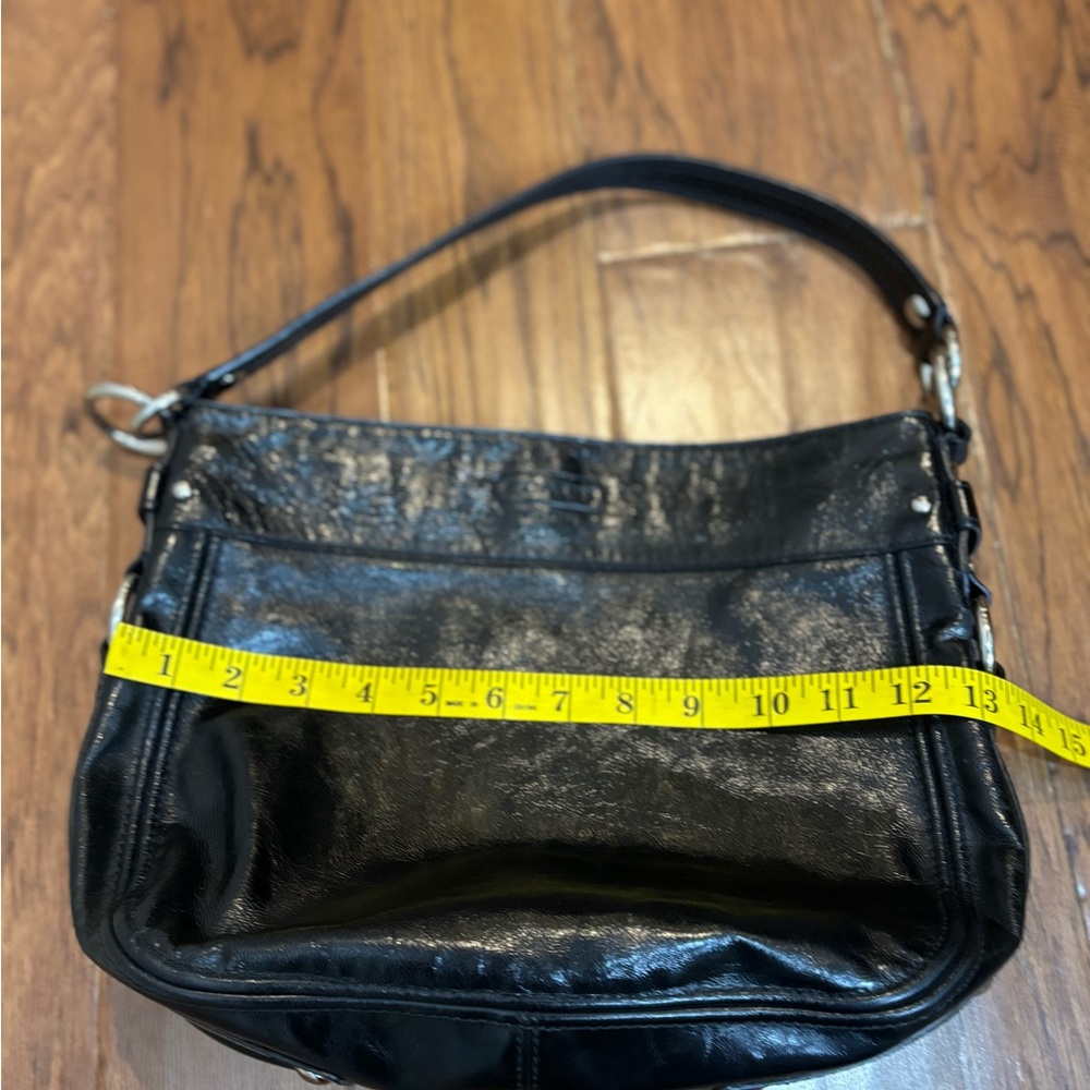 Vintage Y2K Coach Black Leather Shoulder Bag | Silver Hardware | Purple Lining - Picture 11 of 11